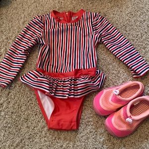 2T one piece swimsuit and water shoes ** 6 for $25**
